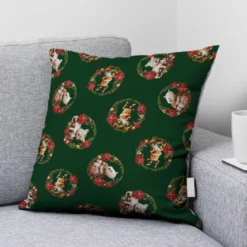 Coupon 45x45 cm imprimé animaux couronne de noel vert - Création Stillistic
