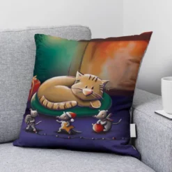 Coupon 45x45 cm imprimé chat et souris de noel - Création Stillistic
