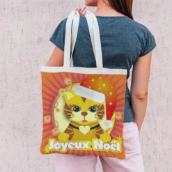 Coupon 45x45 cm imprimé chat jaune - Création Lita Blanc
