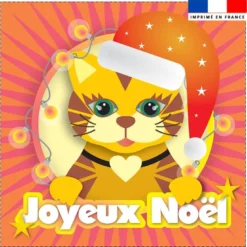 Coupon 45x45 cm imprimé chat jaune - Création Lita Blanc