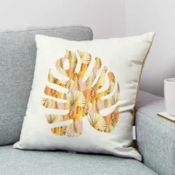Coupon 45x45 cm imprimé monstera art déco rose gold