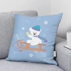 Coupon 45x45 cm imprimé ourson de luge - Création Nidillus Carémoli