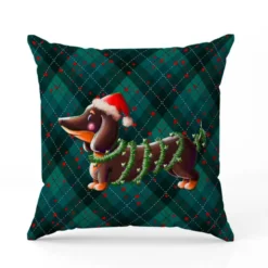 Coupon 45x45 cm imprimé Teckel bonnet de Noël - Création Stillistic