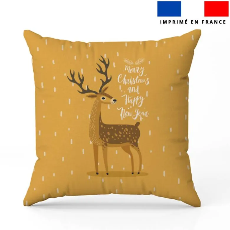 Coupon 45x45 cm motif ambiance d'hiver renne
