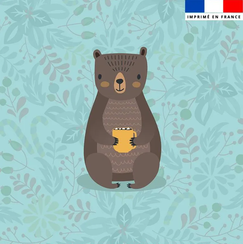 Coupon 45x45 cm motif ambiance d'hiver ours