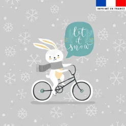 Coupon 45x45 cm motif ambiance d'hiver lapin en vélo