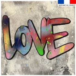 Coupon 45x45 cm motif love multicolore fond gris - Création Alex Z