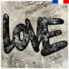 Coupon 45x45 cm motif love noir fond gris - Création Alex Z
