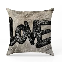 Coupon 45x45 cm motif love noir fond gris - Création Alex Z