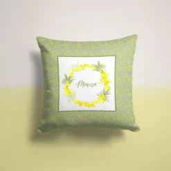 Coupon 45x45 cm motif mimosa vert tilleul