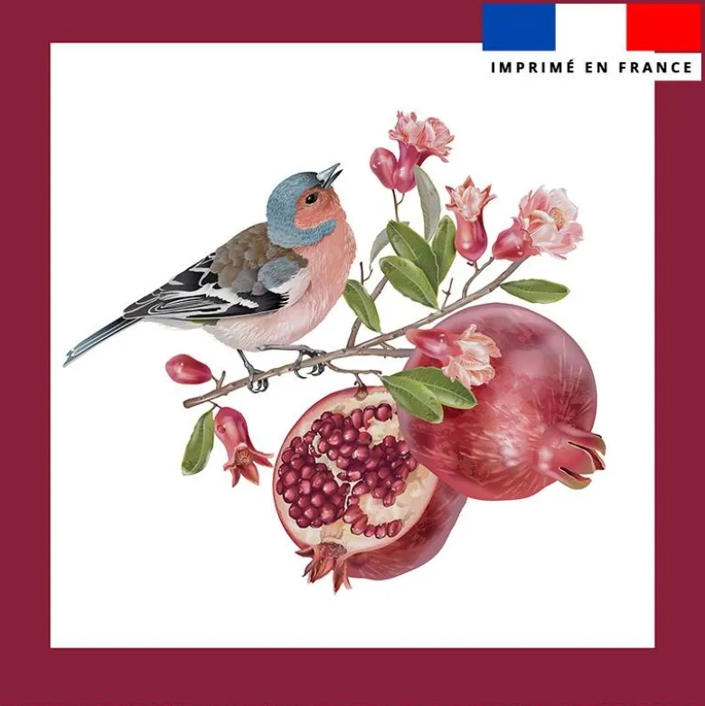 Coupon 45x45 cm motif pinson et grenade