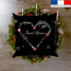 Coupon 45x45 cm motif sweet home coeur noir