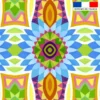 Coupon 45x45 cm multicolore motif fleur pétales bleus - Création Lita Blanc