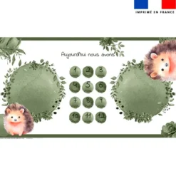 Coupon 135x74 cm pour couverture mensuelle jumeaux motif choupisson aquarelle
