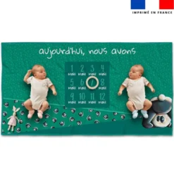 Coupon 135x74 cm pour couverture mensuelle jumeaux motif bébé panda - Création Stillistic