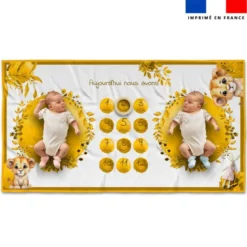 Coupon 135x74 cm pour couverture mensuelle jumeaux motif lionceau aquarelle