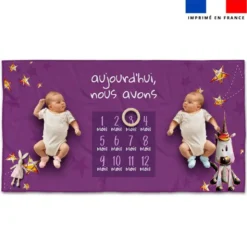 Coupon 135x74 cm pour couverture mensuelle jumeaux motif licorne - Création Stillistic