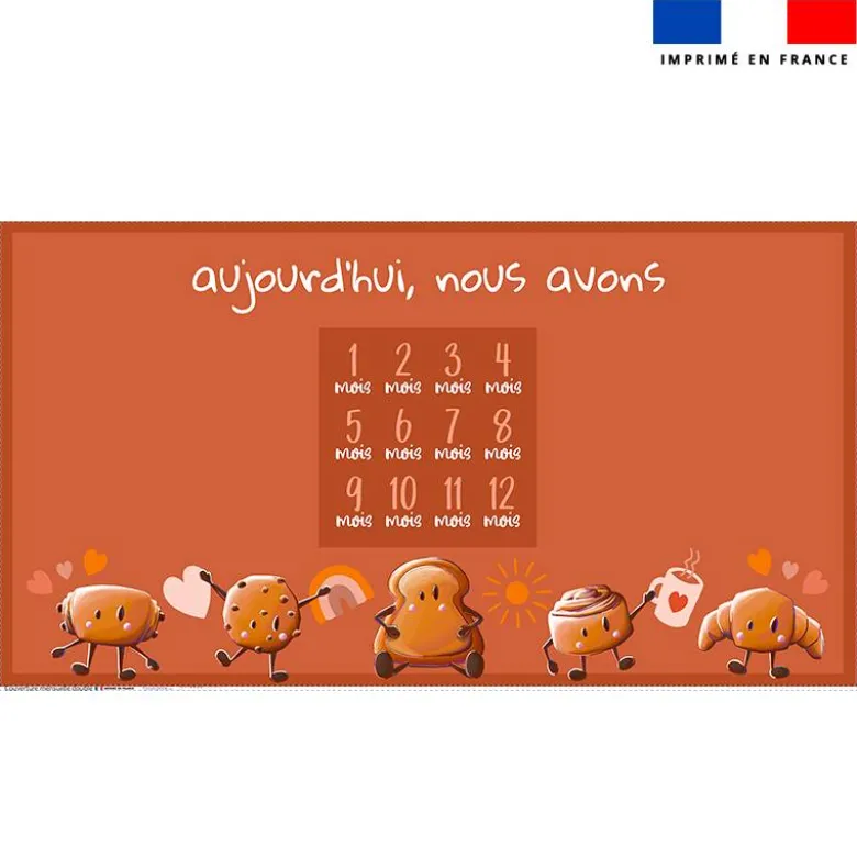 Coupon 135x74 cm pour couverture mensuelle jumeaux motif amis ptit déj - Création Stillistic