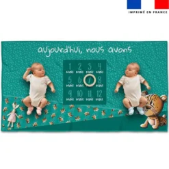 Coupon 135x74 cm pour couverture mensuelle jumeaux motif bébé guépard - Création Stillistic