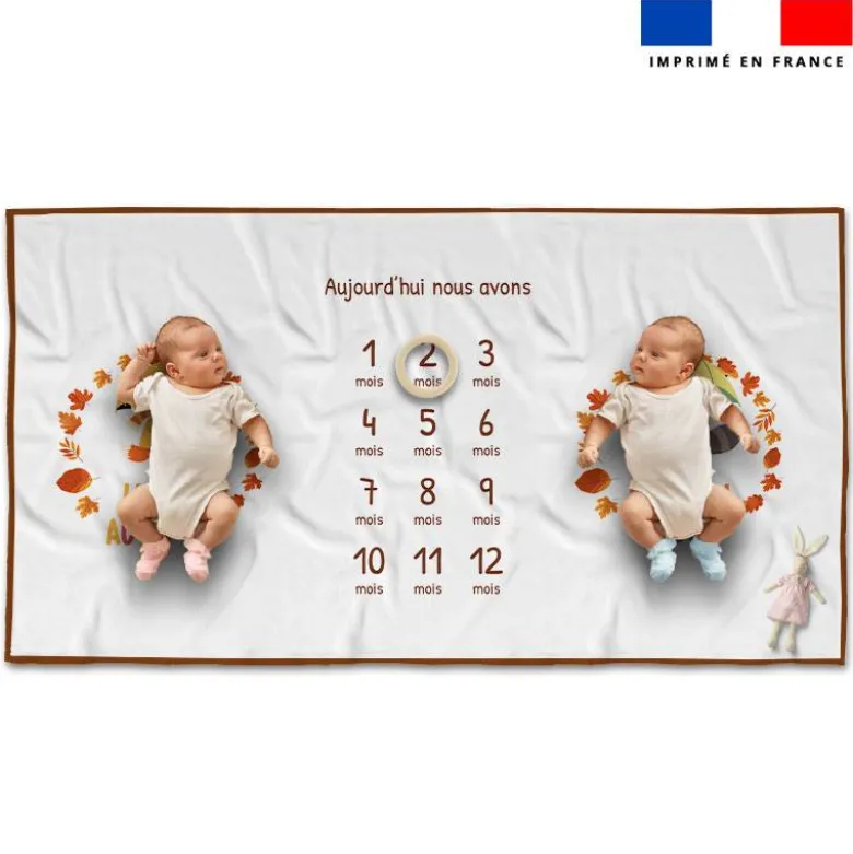 Coupon 135x74 cm pour couverture mensuelle jumeaux motif animaux d'automne