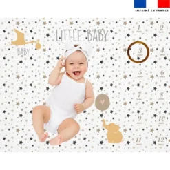 Coupon 100x75 cm pour couverture mensuelle bébé motif baby ours marron et ocre
