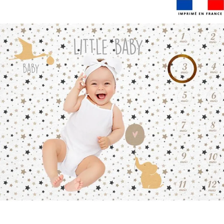 Coupon 100x75 cm pour couverture mensuelle bébé motif baby ours marron et ocre