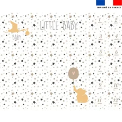 Coupon 100x75 cm pour couverture mensuelle bébé motif baby ours marron et ocre