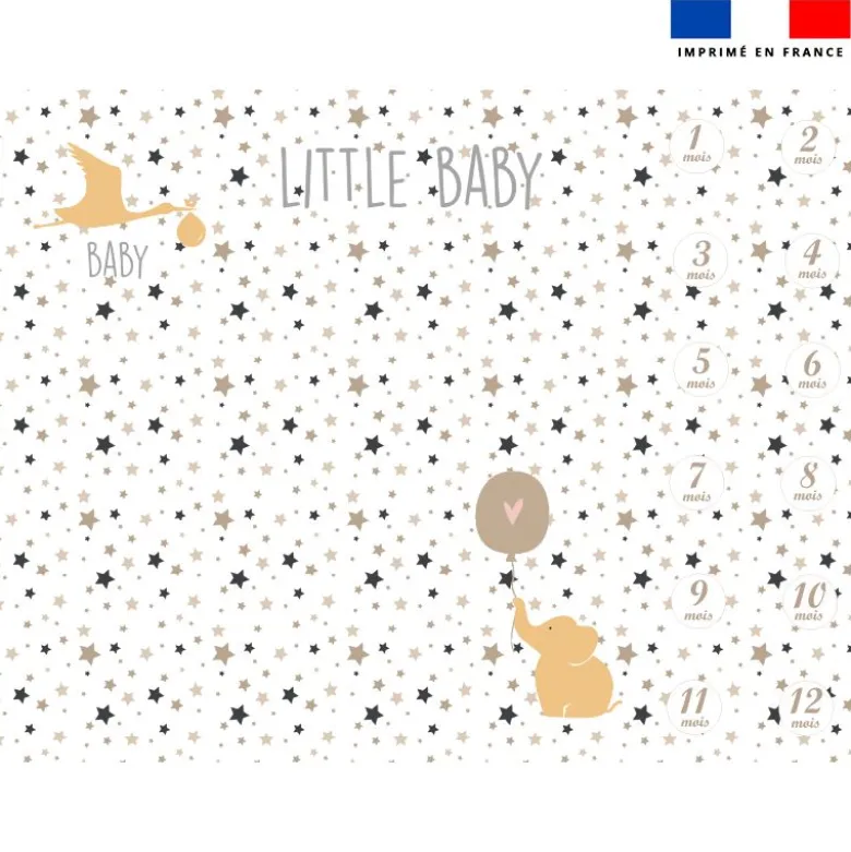Coupon 100x75 cm pour couverture mensuelle bébé motif baby ours marron et ocre