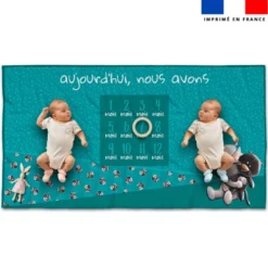 Coupon 135x74 cm pour couverture mensuelle jumeaux motif bébé rhino - Création Stillistic