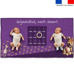 Coupon 135x74 cm pour couverture mensuelle jumeaux motif bébé hyène - Création Stillistic