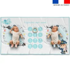 Coupon 135x74 cm pour couverture mensuelle jumeaux motif policier aquarelle