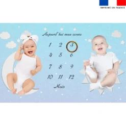 Coupon 125x73 cm pour couverture mensuelle jumeaux motif nuit étoilée