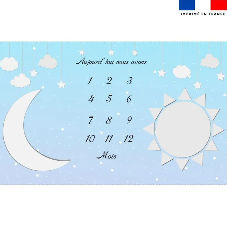 Coupon 125x73 cm pour couverture mensuelle jumeaux motif nuit étoilée