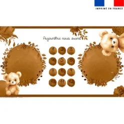 Coupon 135x74 cm pour couverture mensuelle jumeaux motif ourson aquarelle