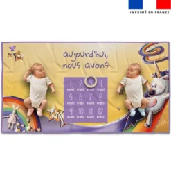 Coupon 135x74 cm pour couverture mensuelle jumeaux motif licorne toboggan - Création Stillistic