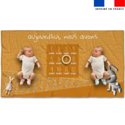 Coupon 135x74 cm pour couverture mensuelle jumeaux motif bébé lapin - Création Stillistic