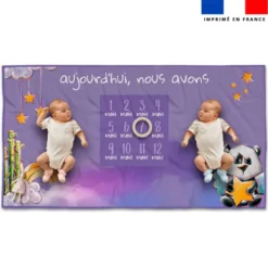Coupon 135x74 cm pour couverture mensuelle jumeaux motif panda ange - Création Stillistic