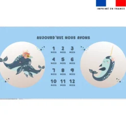 Coupon 135x74 cm pour couverture mensuelle jumeaux motif animaux de l'océan