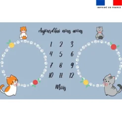 Coupon 125x73 cm pour couverture mensuelle jumeaux motif chaton