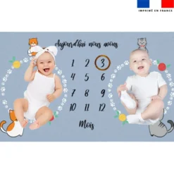 Coupon 125x73 cm pour couverture mensuelle jumeaux motif chaton