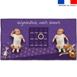 Coupon 135x74 cm pour couverture mensuelle jumeaux motif bébé lynx - Création Stillistic