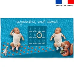 Coupon 135x74 cm pour couverture mensuelle jumeaux motif bébé écureuil - Création Stillistic