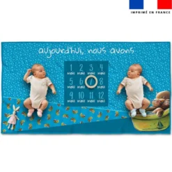 Coupon 135x74 cm pour couverture mensuelle jumeaux motif bébé loutre - Création Stillistic
