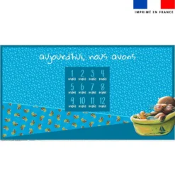 Coupon 135x74 cm pour couverture mensuelle jumeaux motif bébé loutre - Création Stillistic