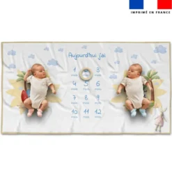 Coupon 135x74 cm pour couverture mensuelle jumeaux motif animaux d'été