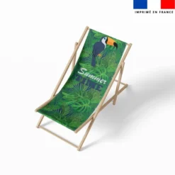 Coupon 45x150 cm tissu imperméable motif toucan et feuille tropicale pour transat