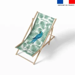 Coupon 45x150 cm tissu imperméable motif perroquet bleu pour transat