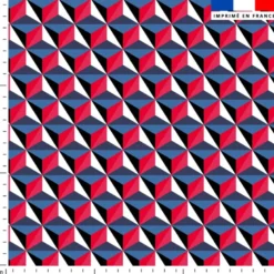 Cube effet 3D bleu et rouge - Fond blanc