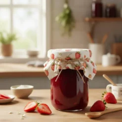 Cueillette de fraises - Fond écru