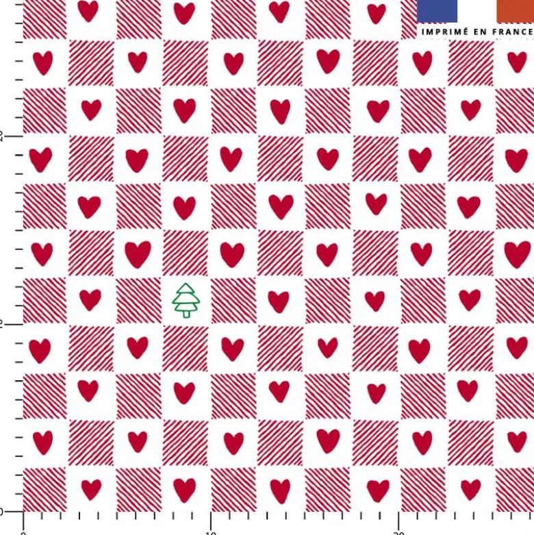 Damier de coeurs alsaciens - Fond blanc - Création Andréa Leonelli